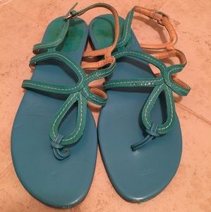 Stuart Weitzman turquoise flat sandals